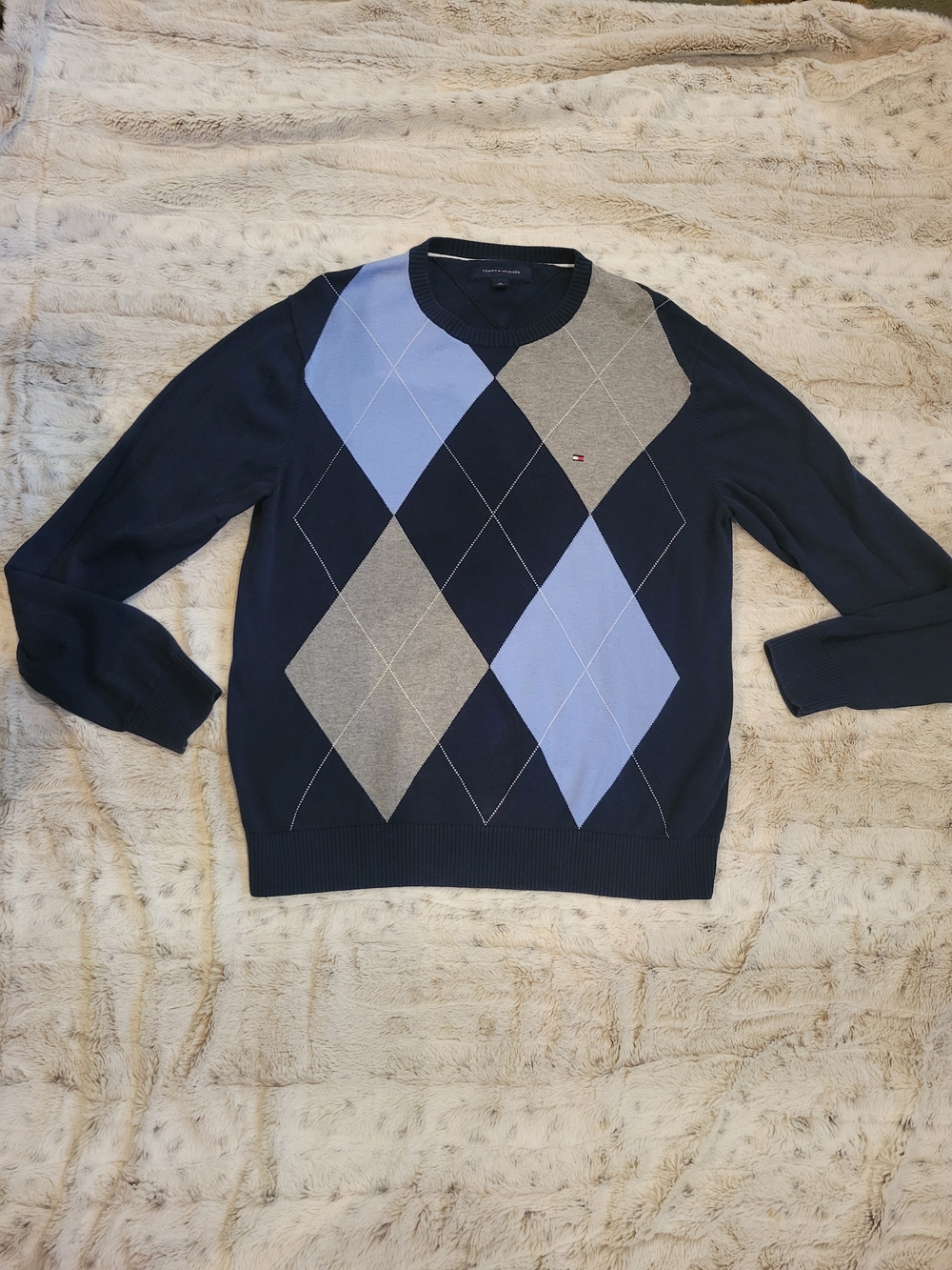 Tommy Hilfiger Navy, Light Blue & Navy Argyle Crewneck Sweater